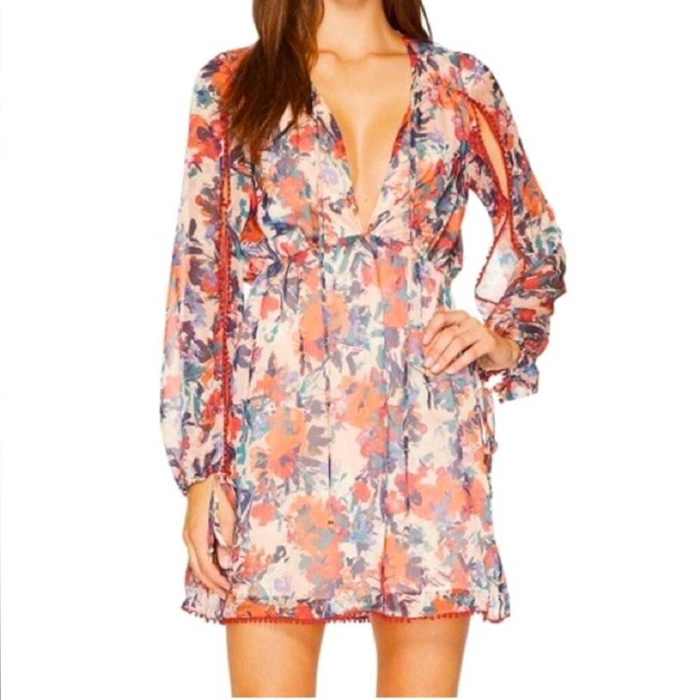 Adelyn Rae Elise Floral Long Slit Sleeve Dress Size S Girly Feminine Cocktail‎
